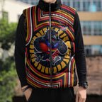 Adelaide Crows Sleeveless Puffer Jacket Indigenous Monochrome Dot Art Mascot Style
