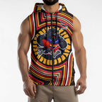 Adelaide Crows Sleeveless Zip Hoodie Indigenous Monochrome Dot Art Mascot Style