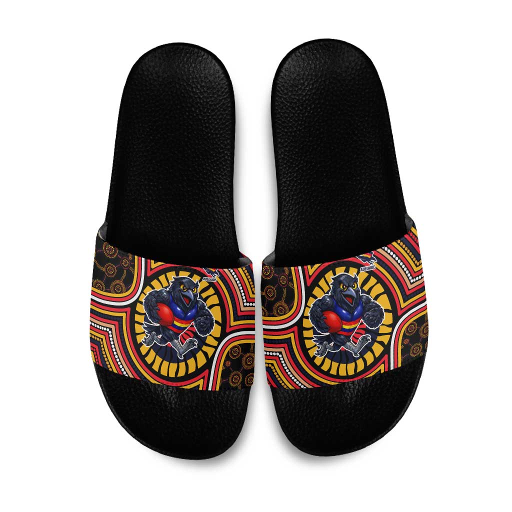 Adelaide Crows Slide Sandals Indigenous Monochrome Dot Art Mascot Style