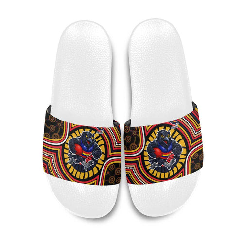 Adelaide Crows Slide Sandals Indigenous Monochrome Dot Art Mascot Style