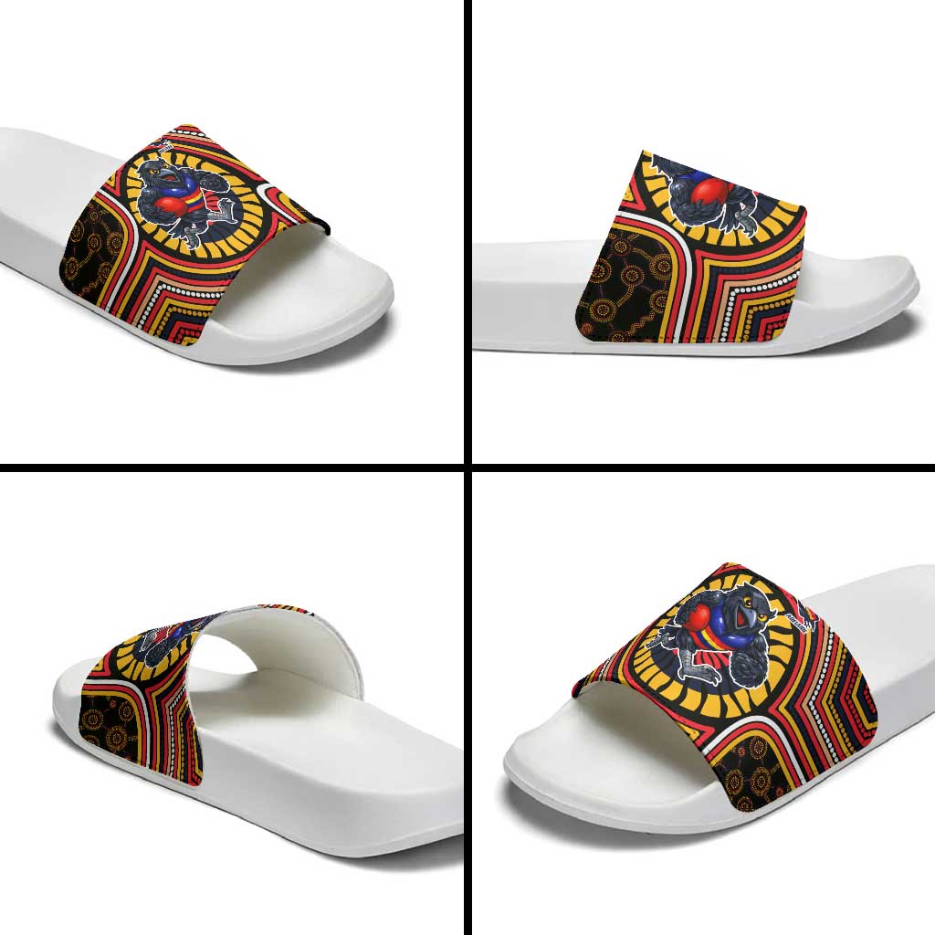 Adelaide Crows Slide Sandals Indigenous Monochrome Dot Art Mascot Style