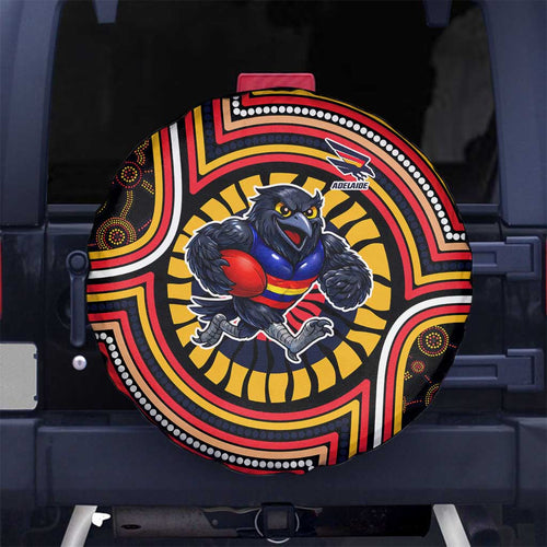 Adelaide Crows Spare Tire Cover Indigenous Monochrome Dot Art Mascot Style