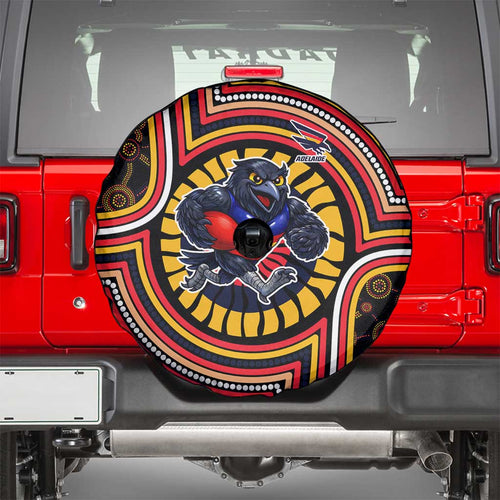 Adelaide Crows Spare Tire Cover Indigenous Monochrome Dot Art Mascot Style