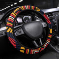 Adelaide Crows Steering Wheel Cover Indigenous Monochrome Dot Art Mascot Style