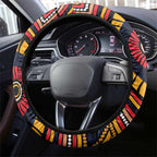 Adelaide Crows Steering Wheel Cover Indigenous Monochrome Dot Art Mascot Style
