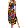 Adelaide Crows Summer Maxi Dress Indigenous Monochrome Dot Art Mascot Style