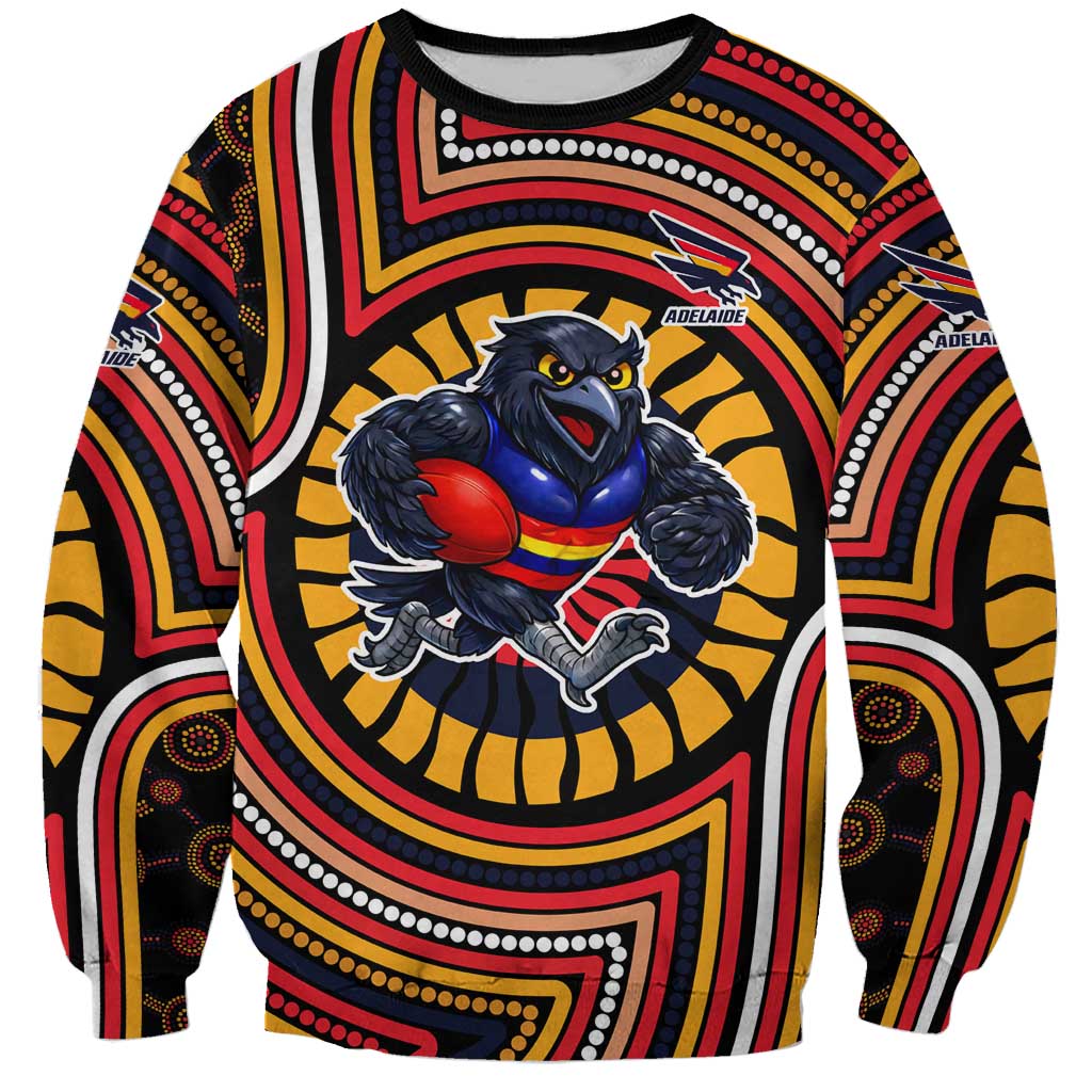 Adelaide Crows Sweatshirt Indigenous Monochrome Dot Art Mascot Style