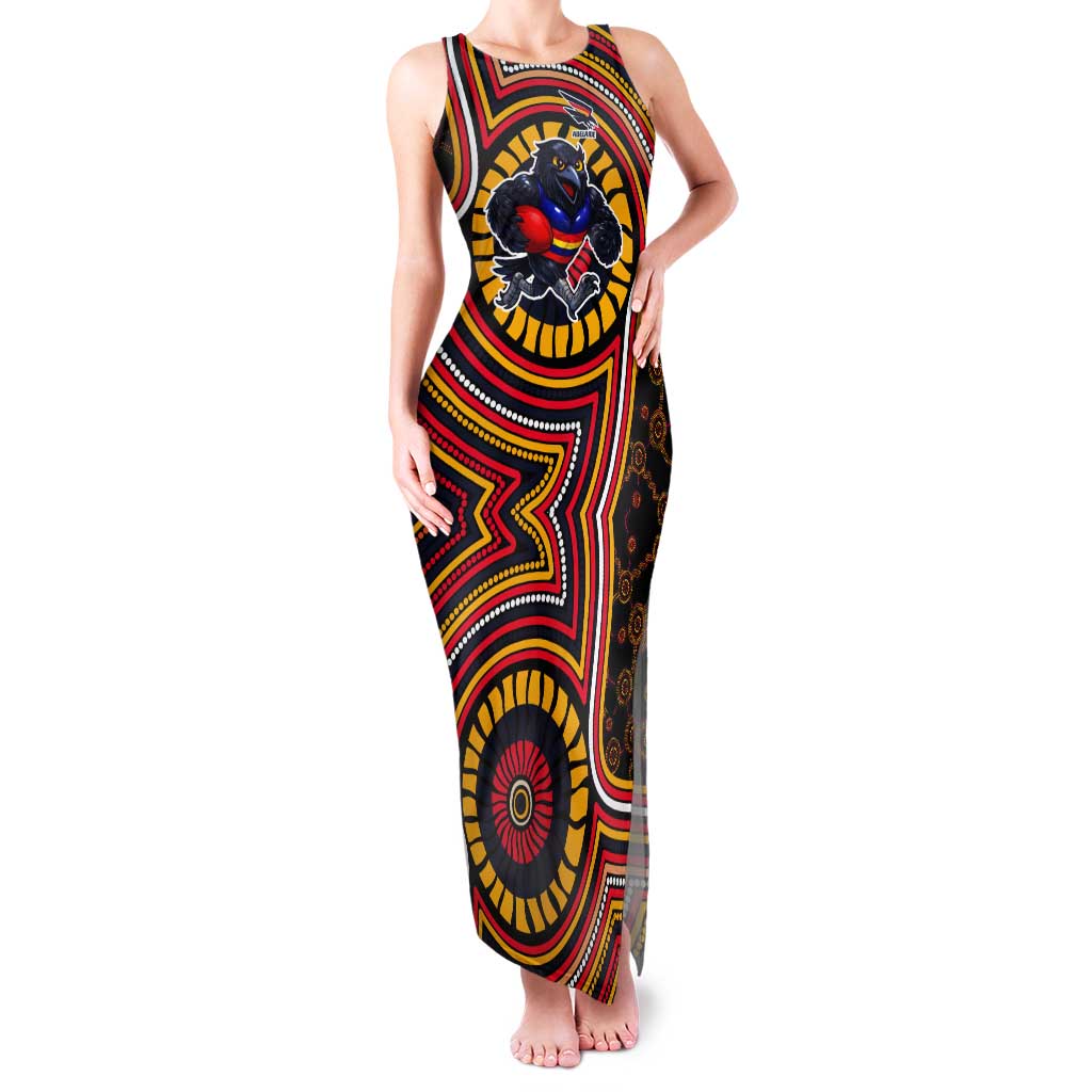 Adelaide Crows Tank Maxi Dress Indigenous Monochrome Dot Art Mascot Style