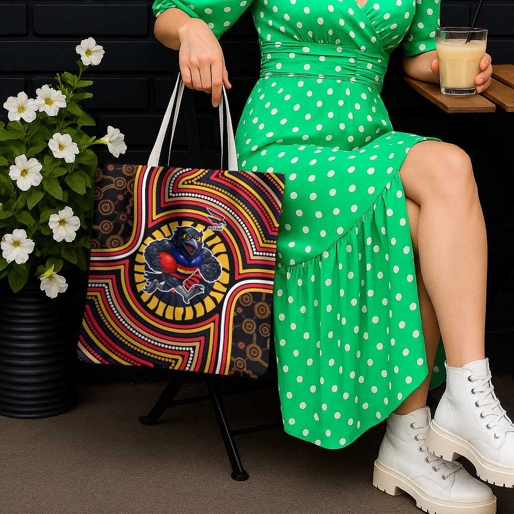 Adelaide Crows Tote Bag Indigenous Monochrome Dot Art Mascot Style