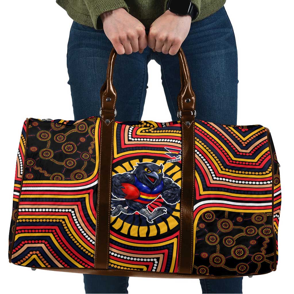 Adelaide Crows Travel Bag Indigenous Monochrome Dot Art Mascot Style