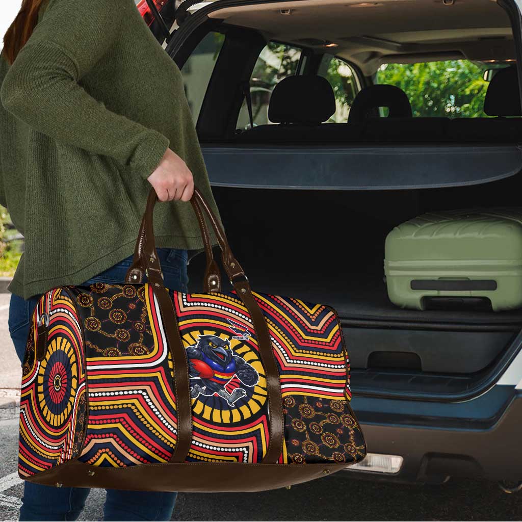 Adelaide Crows Travel Bag Indigenous Monochrome Dot Art Mascot Style