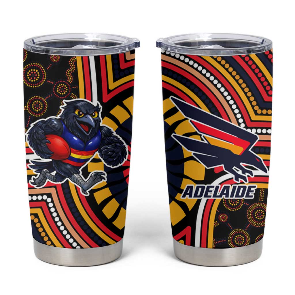 Adelaide Crows Tumbler Cup Indigenous Monochrome Dot Art Mascot Style