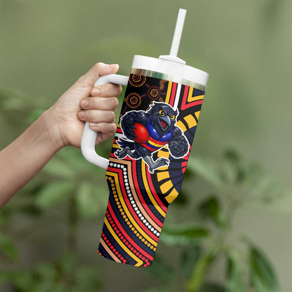 Adelaide Crows Tumbler With Handle Indigenous Monochrome Dot Art Mascot Style