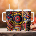 Adelaide Crows Tumbler With Handle Indigenous Monochrome Dot Art Mascot Style