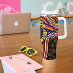 Adelaide Crows Tumbler With Handle Indigenous Monochrome Dot Art Mascot Style
