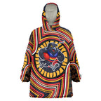 Adelaide Crows Wearable Blanket Hoodie Indigenous Monochrome Dot Art Mascot Style