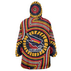 Adelaide Crows Wearable Blanket Hoodie Indigenous Monochrome Dot Art Mascot Style