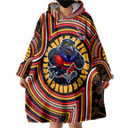 Adelaide Crows Wearable Blanket Hoodie Indigenous Monochrome Dot Art Mascot Style