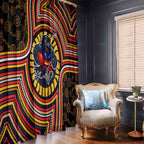 Adelaide Crows Window Curtain Indigenous Monochrome Dot Art Mascot Style