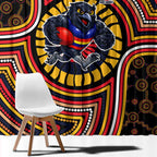Adelaide Crows Window Curtain Indigenous Monochrome Dot Art Mascot Style