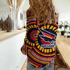 Adelaide Crows Women Casual Shirt Indigenous Monochrome Dot Art Mascot Style