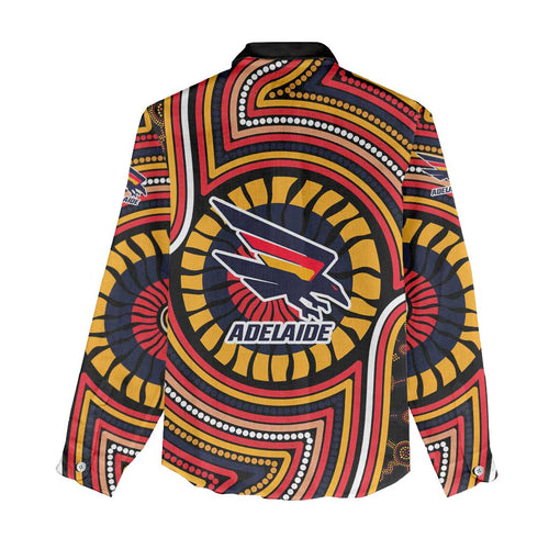 Adelaide Crows Women Casual Shirt Indigenous Monochrome Dot Art Mascot Style