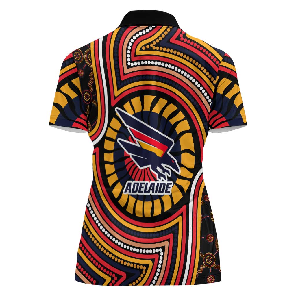 Adelaide Crows Women Polo Shirt Indigenous Monochrome Dot Art Mascot Style