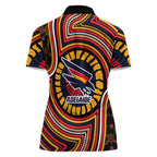 Adelaide Crows Women Polo Shirt Indigenous Monochrome Dot Art Mascot Style