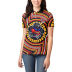 Adelaide Crows Women Polo Shirt Indigenous Monochrome Dot Art Mascot Style