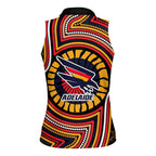 Adelaide Crows Women Sleeveless Polo Shirt Indigenous Monochrome Dot Art Mascot Style