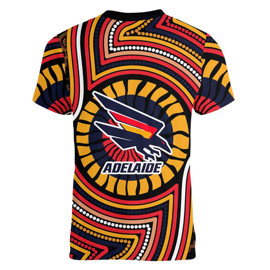 Adelaide Crows Women V-Neck T-Shirt Indigenous Monochrome Dot Art Mascot Style