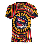 Adelaide Crows Women V-Neck T-Shirt Indigenous Monochrome Dot Art Mascot Style
