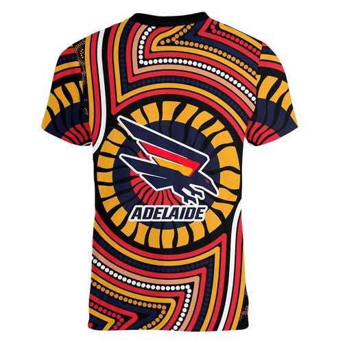 Adelaide Crows Women V-Neck T-Shirt Indigenous Monochrome Dot Art Mascot Style