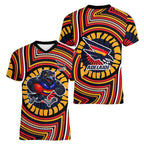 Adelaide Crows Women V-Neck T-Shirt Indigenous Monochrome Dot Art Mascot Style