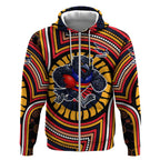 Adelaide Crows Zip Hoodie Indigenous Monochrome Dot Art Mascot Style