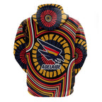 Adelaide Crows Zip Hoodie Indigenous Monochrome Dot Art Mascot Style