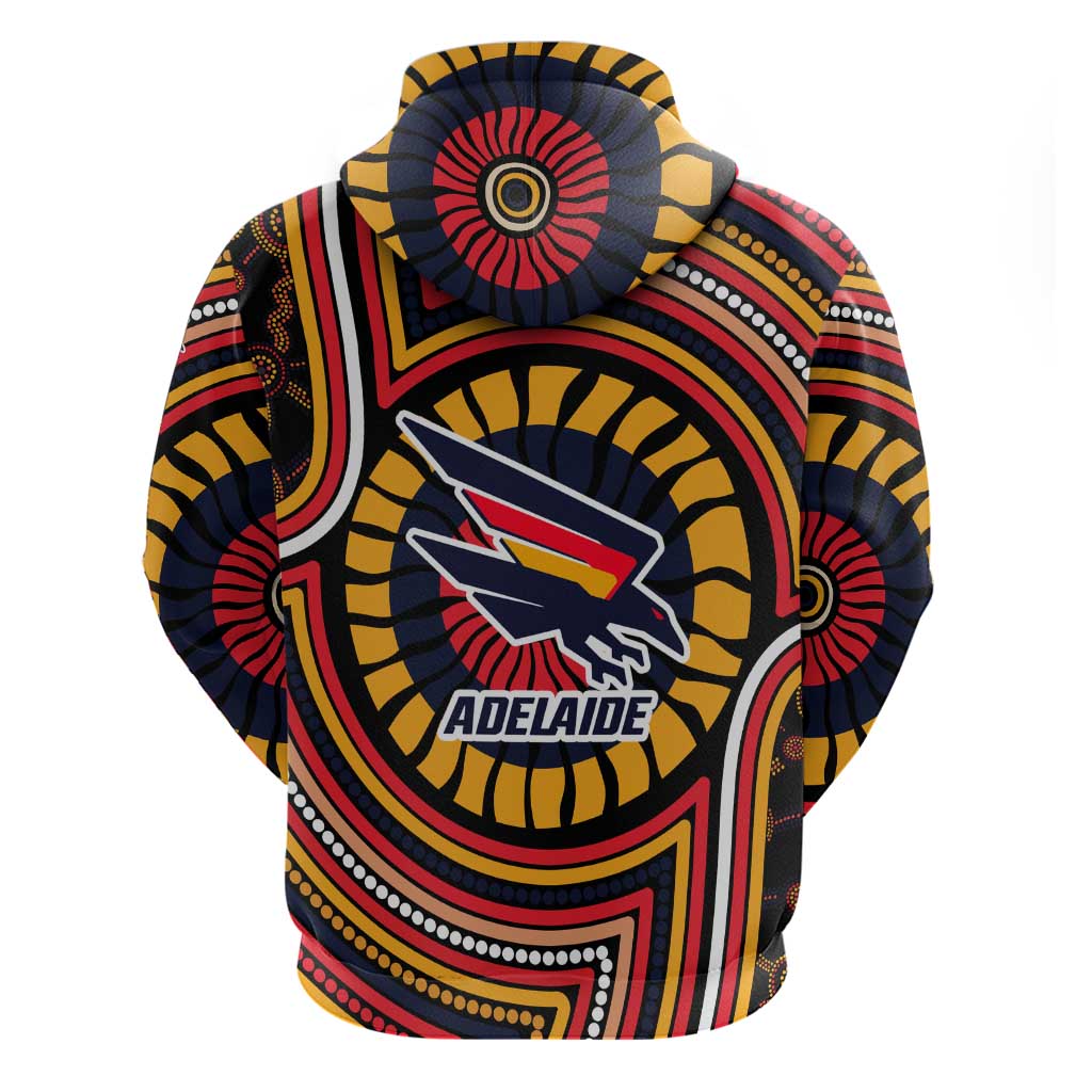 Adelaide Crows Zip Hoodie Indigenous Monochrome Dot Art Mascot Style