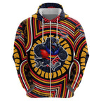 Adelaide Crows Zip Hoodie Indigenous Monochrome Dot Art Mascot Style