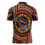 Adelaide Crows Zipper Polo Shirt Indigenous Monochrome Dot Art Mascot Style