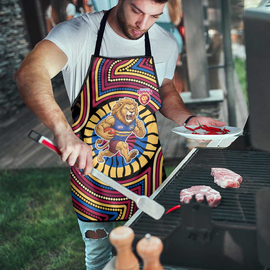 Brisbane Lions Apron Indigenous Monochrome Dot Art Mascot Style
