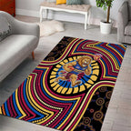 Brisbane Lions Area Rug Indigenous Monochrome Dot Art Mascot Style
