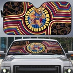 Brisbane Lions Auto Sun Shade Indigenous Monochrome Dot Art Mascot Style