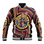 Brisbane Lions Baseball Jacket Indigenous Monochrome Dot Art Mascot Style