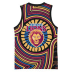 Brisbane Lions Basketball Jersey Indigenous Monochrome Dot Art Mascot Style
