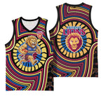 Brisbane Lions Basketball Jersey Indigenous Monochrome Dot Art Mascot Style