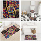 Brisbane Lions Bathroom Set Indigenous Monochrome Dot Art Mascot Style