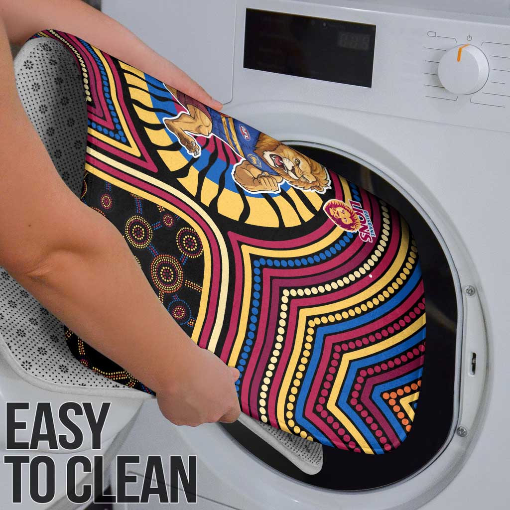 Brisbane Lions Bathroom Set Indigenous Monochrome Dot Art Mascot Style