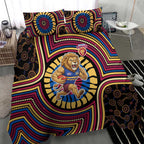 Brisbane Lions Bedding Set Indigenous Monochrome Dot Art Mascot Style