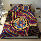 Brisbane Lions Bedding Set Indigenous Monochrome Dot Art Mascot Style
