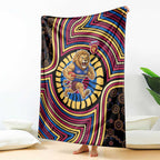 Brisbane Lions Blanket Indigenous Monochrome Dot Art Mascot Style